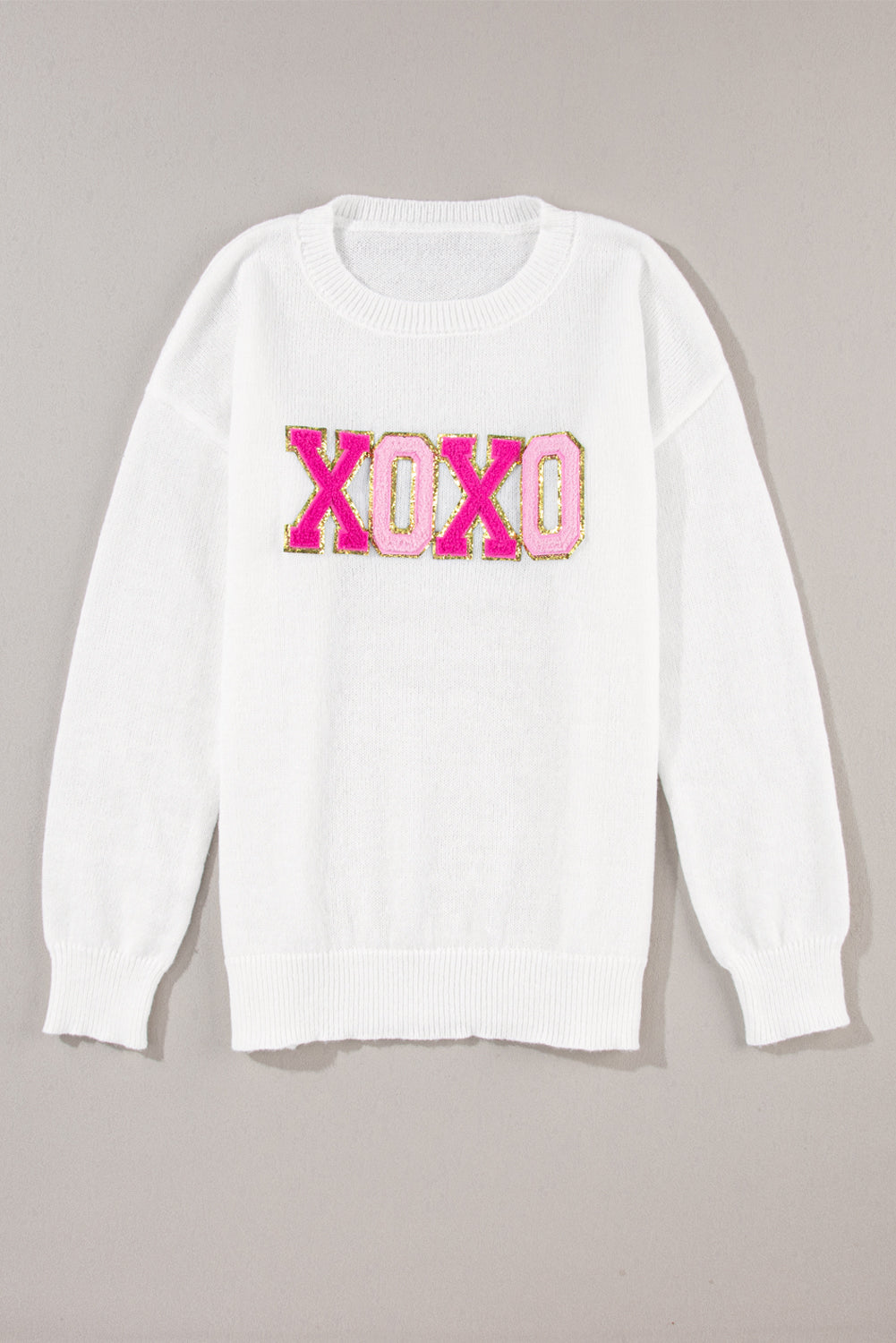 Witte xoxo glitter print cirkelvormige sectie casual pullover