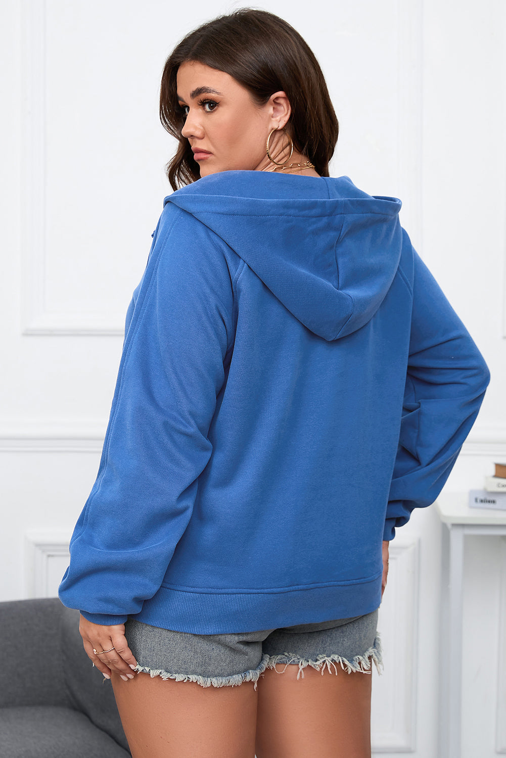 Bluing plus größe mineral wash zip up kapuzenpullover