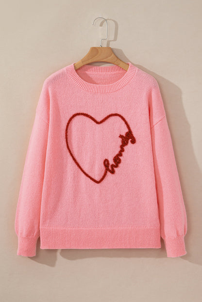 Rosa howdy heart grafik rundhalsausschnitt casual pullover