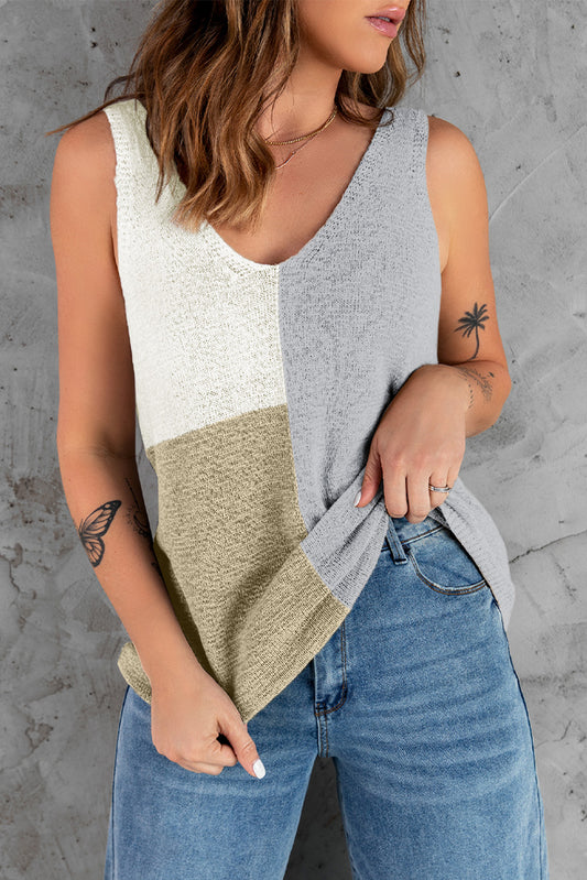 Grijze kleur blok-knit-top