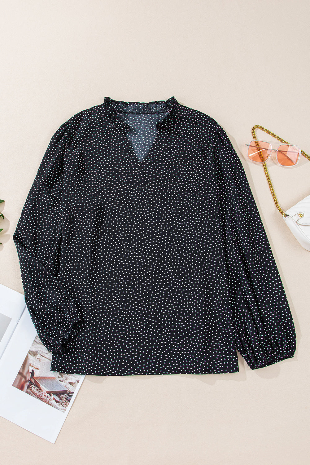 Schwarze plus size leopard print notch v neck bluse