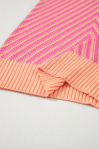 Strawberry pink kontrast chevron stricken v hals pullover weste