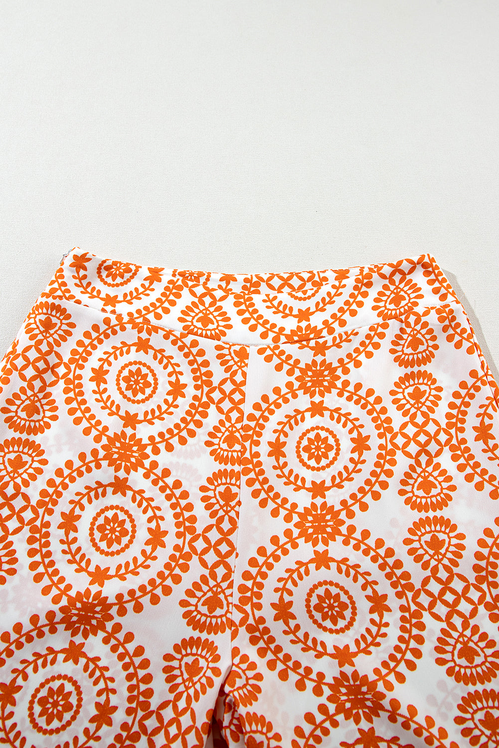 Orange boho retro blumen print weite hosenbeine