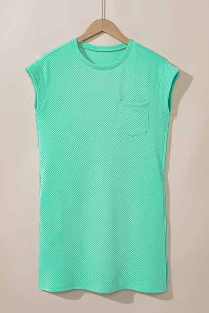 Mint groen gestructureerde t-shirtjurk met lange mouwen