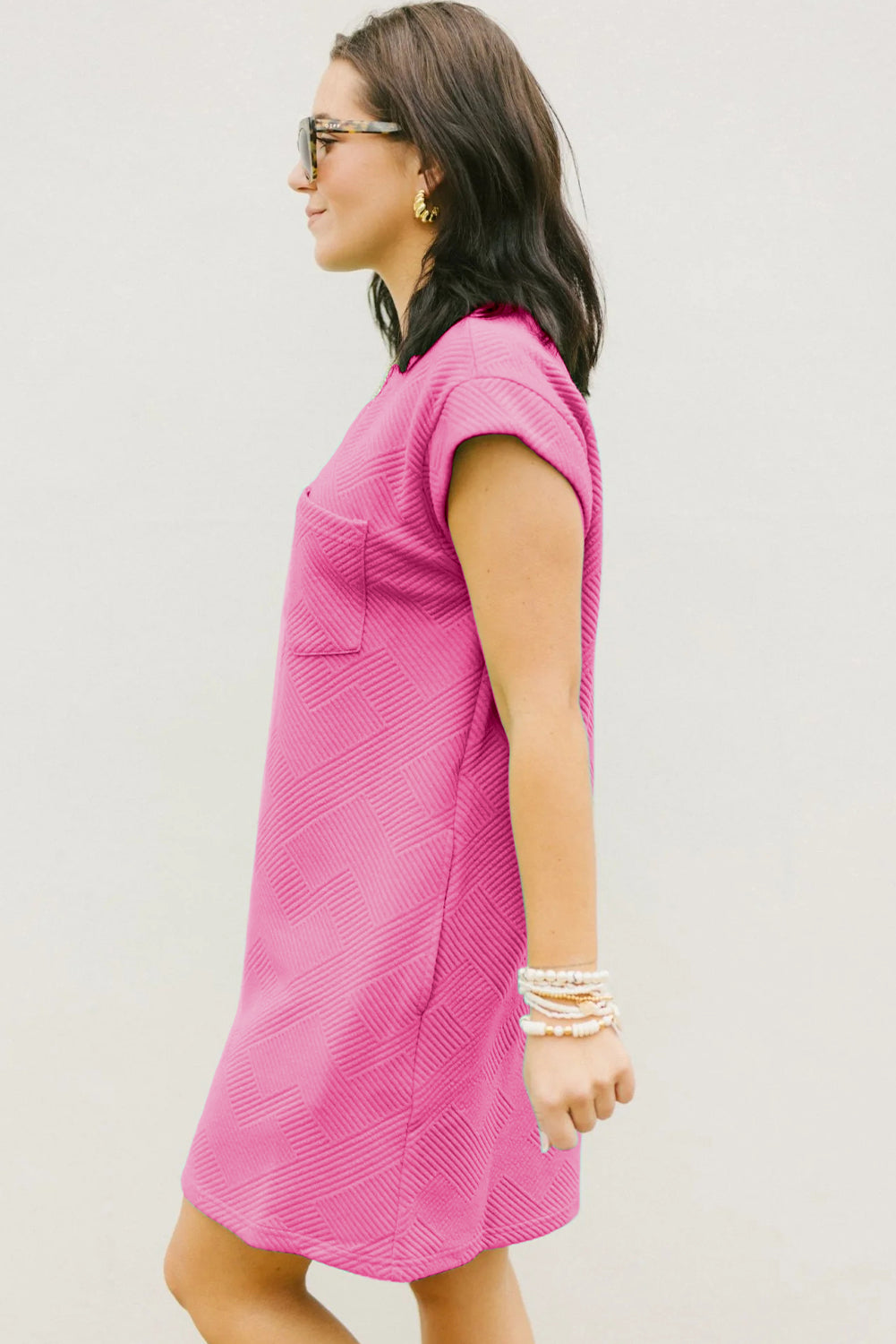 Sachet Pink Structured Cap Sleeves T -shirtjurk