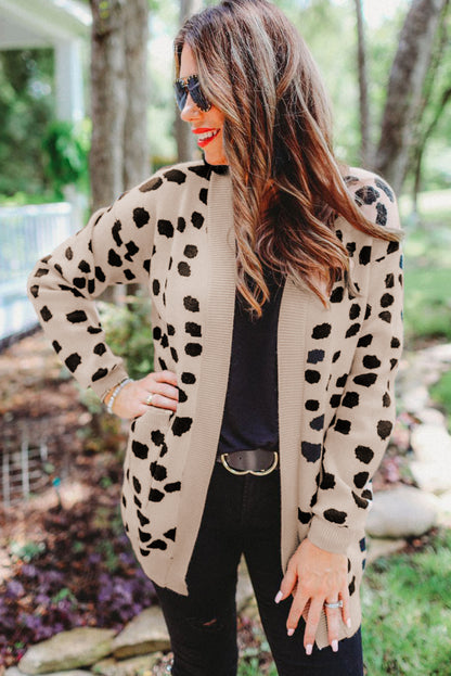 Leopard Animal Stain Patroon Cardigan met een open voorkant