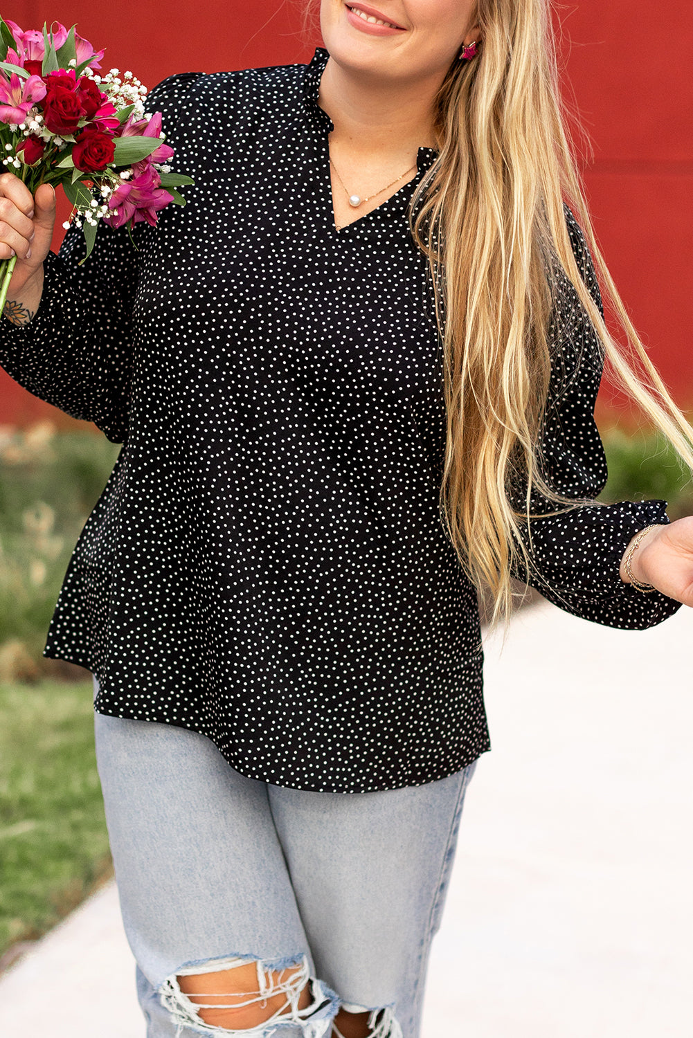 Schwarze plus size leopard print notch v neck bluse