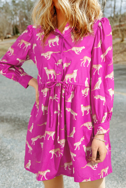 Rosa Cheetah-print tuniek shirt met een snoertrein