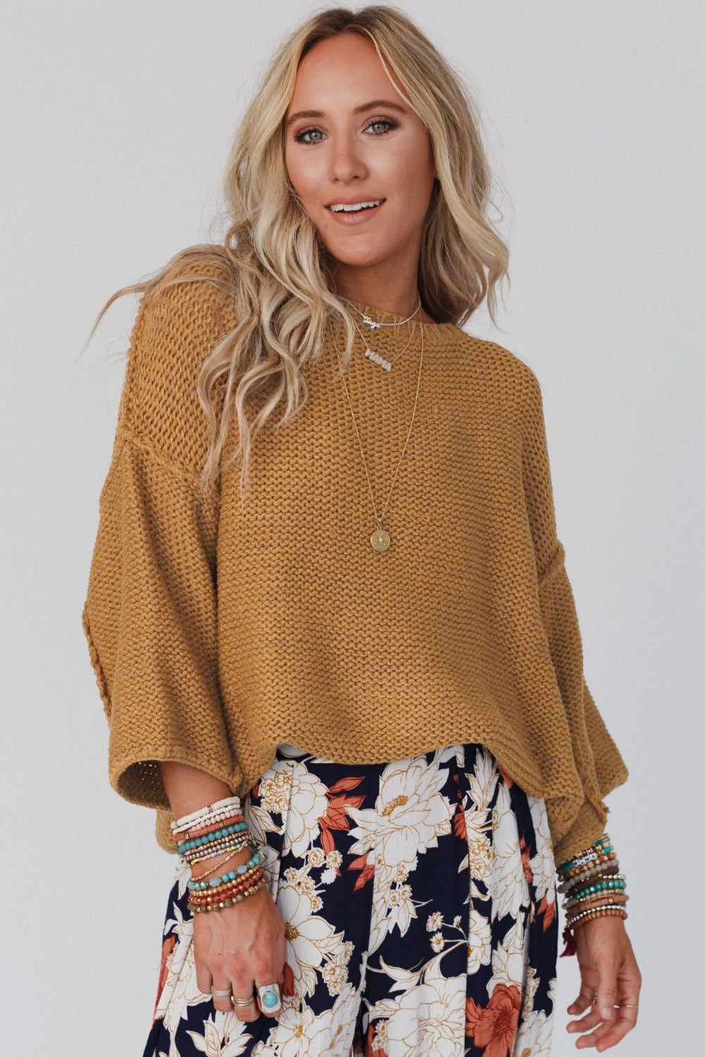 Brauner slouchy textured knit loose pullover