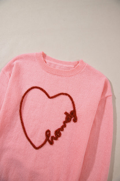 Rosa howdy heart grafik rundhalsausschnitt casual pullover