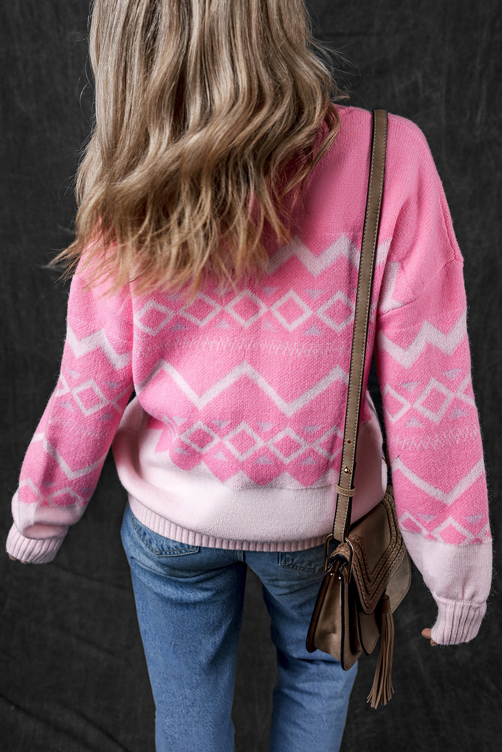 Rosa western aztec geometric drop shoulder pullover