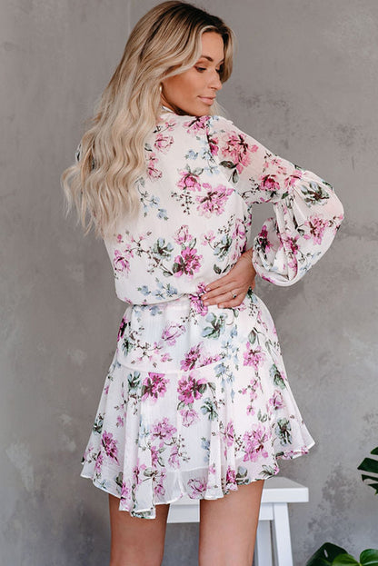 Vintage bloemenprint Drawring Flowy Dress