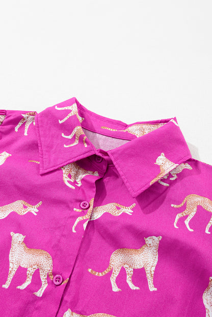 Rosa Cheetah-print tuniek shirt met een snoertrein