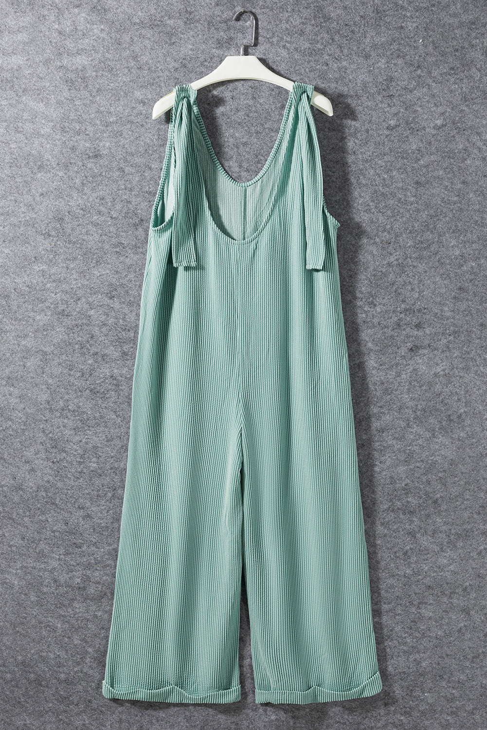 Moonlight Jade Cordelstroker Riemen V-Neck Een wide been jumpsuit