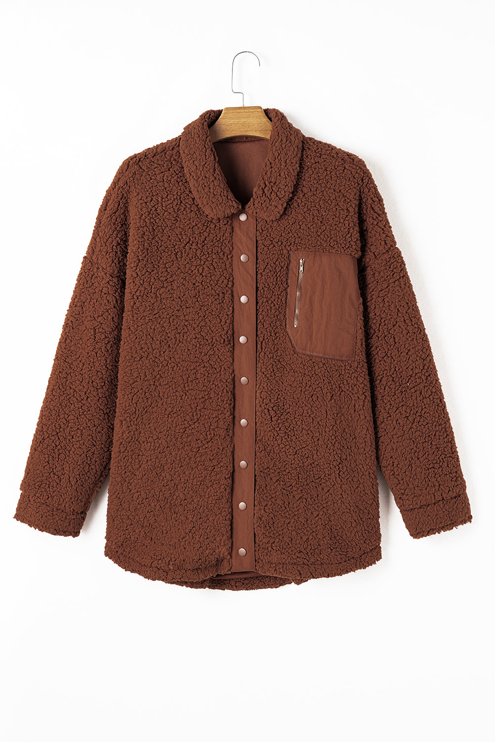 Rote lehm faux shearling teddybär jacke