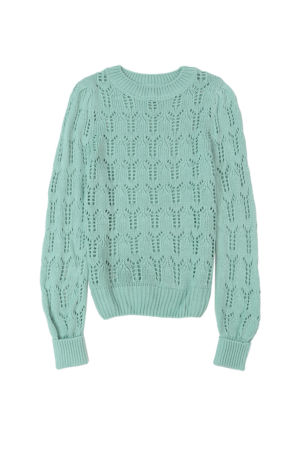 Green Pointelle Sweater gemaakt van transparant touw