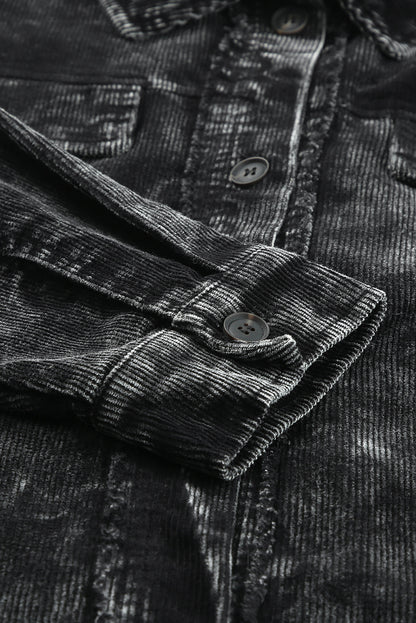 Schwarze vintage distressed mineral wash jacke in übergröße