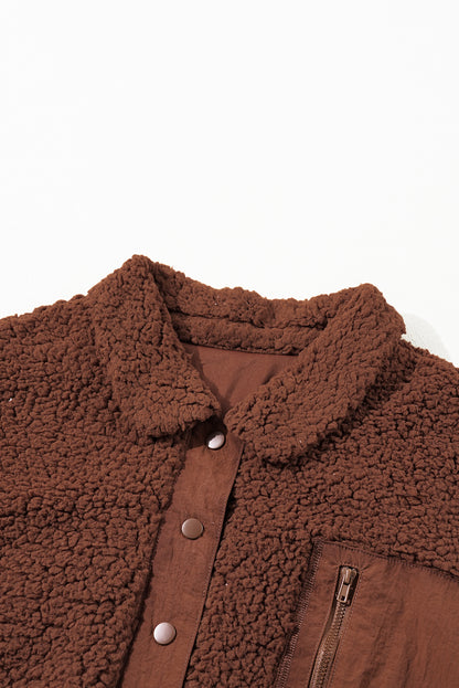 Rote lehm faux shearling teddybär jacke