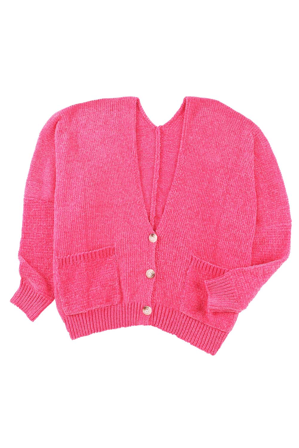 Rose knöpfe front pocketed pullover cardigan