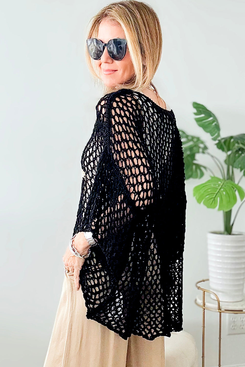 Black Star Graphic Crochet Gebreide zomertrui top