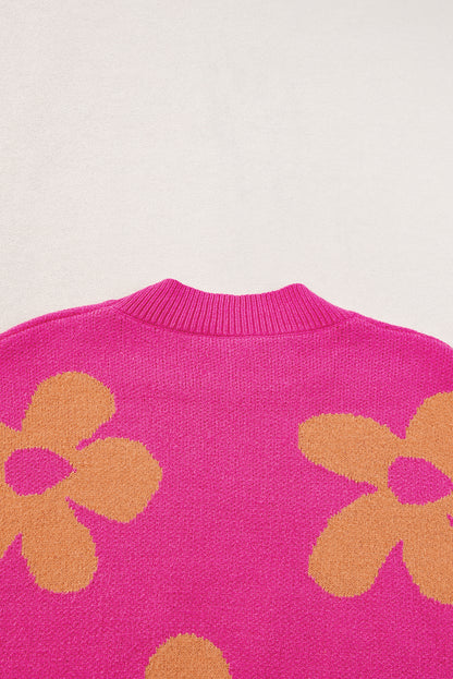 Rose große blume muster mock neck long sleeve pullover