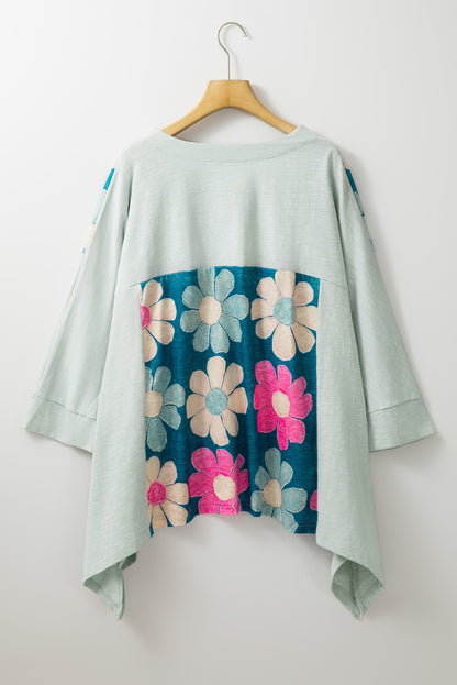 Grünes plus größe blume patchwork hoch niedrig top