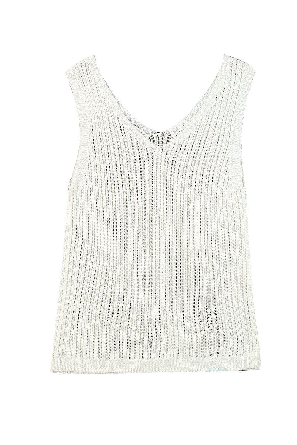 Witte holle break-breit tanktop met een v-neckline