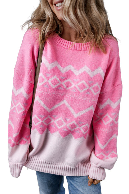 Rosa western aztec geometric drop shoulder pullover