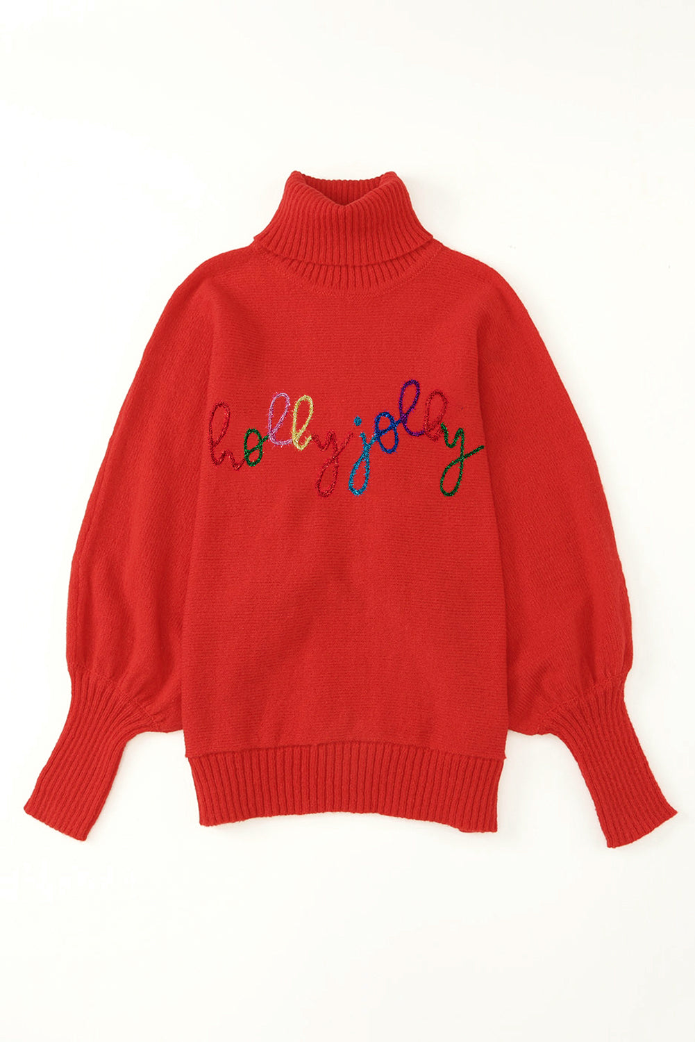 Feurig rote weihnachten holly jolly tinsel grafik high neck pullover