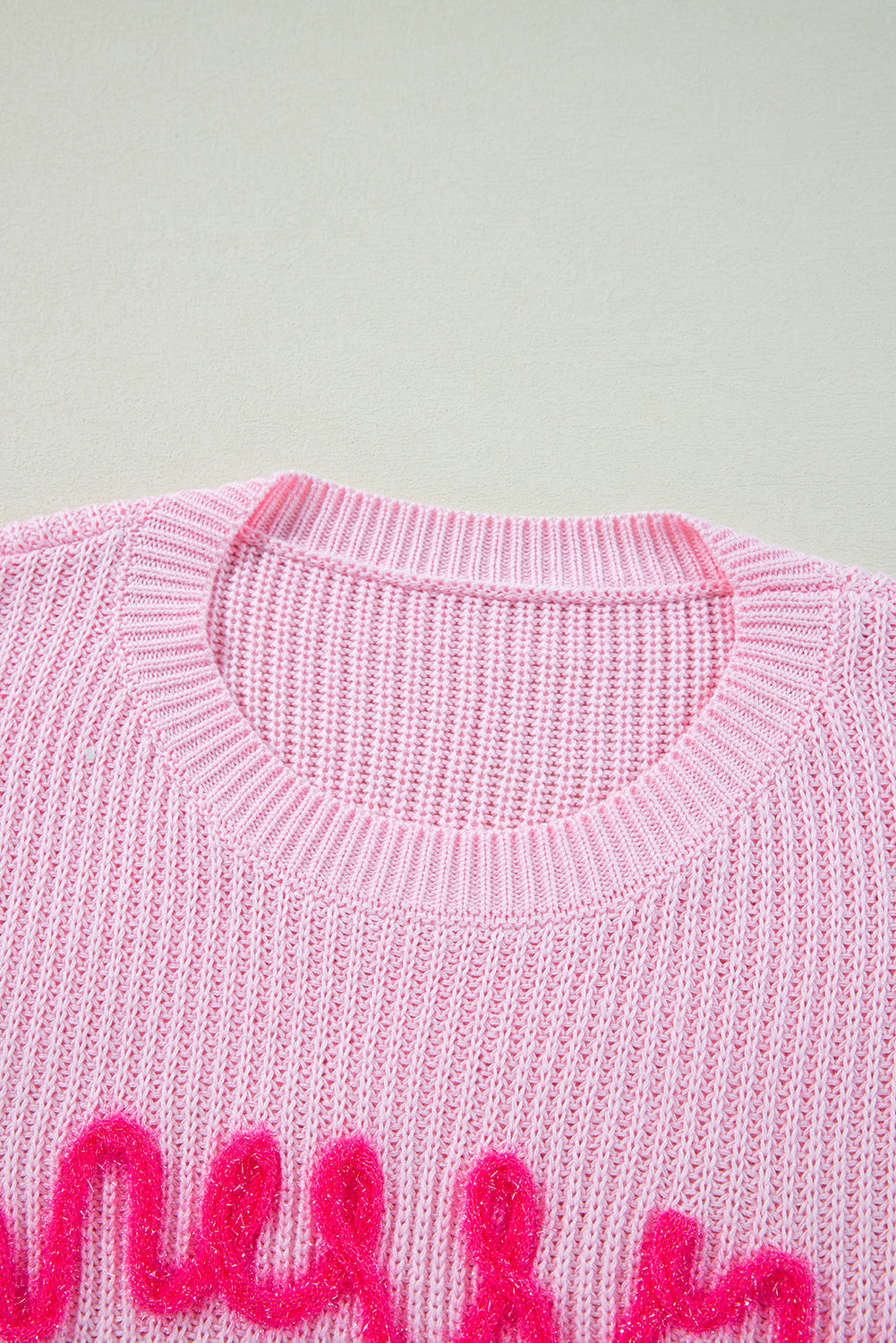 Rosa merry & bright pop up letter waffelstrickpullover