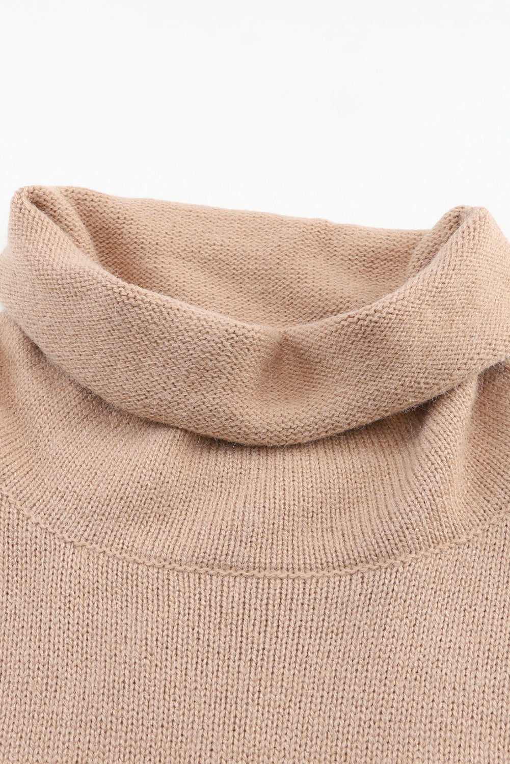 Khaki farbe block schildkröte hals drop shoulder strickpullover