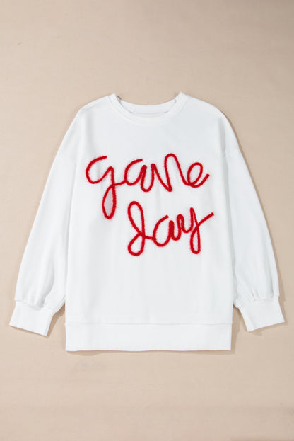 Weißes plus größe game day tinsel rugby football saison pullover