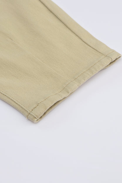 Khaki solid hohe taille freizeithose