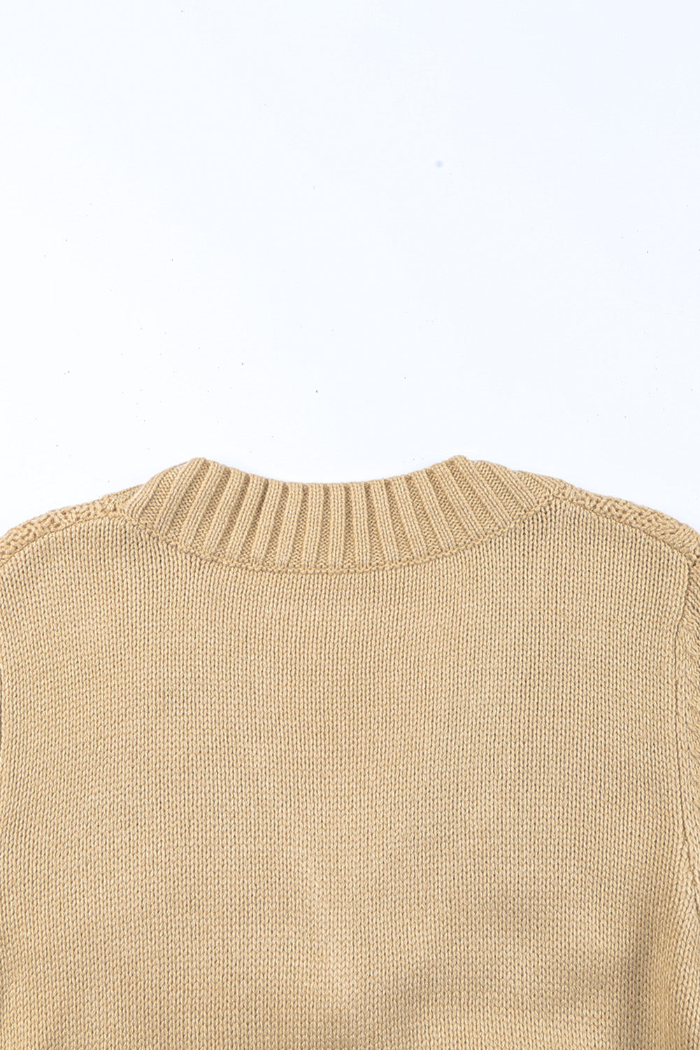 Beige fronttaschen knöpfe strukturierte strickjacke