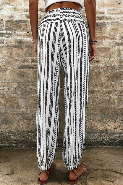 Zwart gestreepte boho gestreepte print casual broek