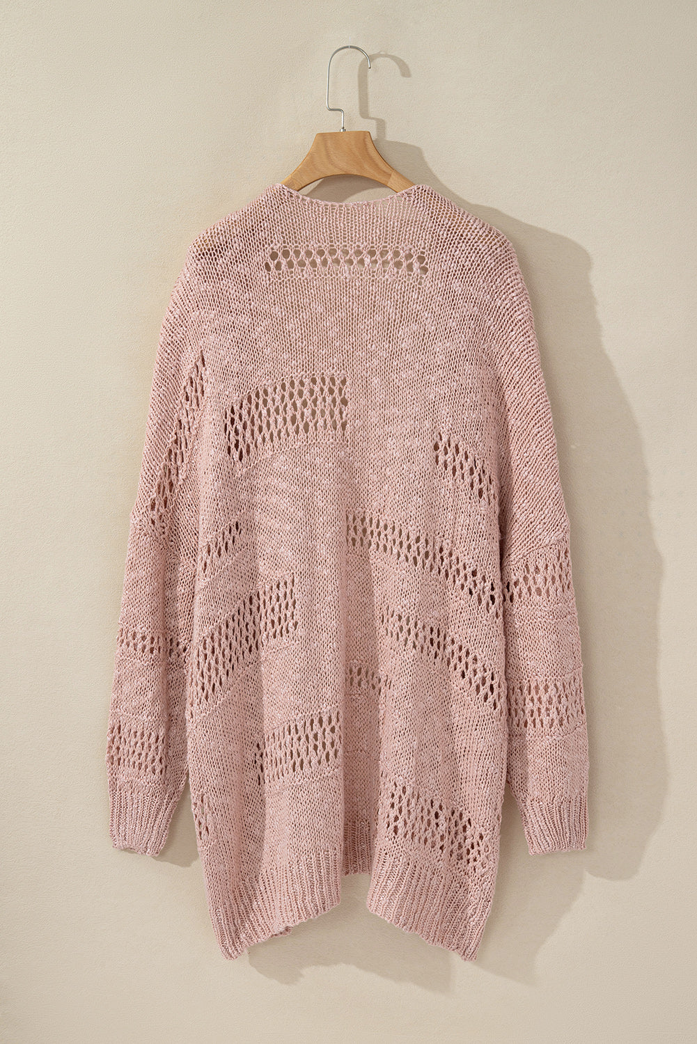 Pink Casual Cardigan met Dolman -mouwen en gatpatronen