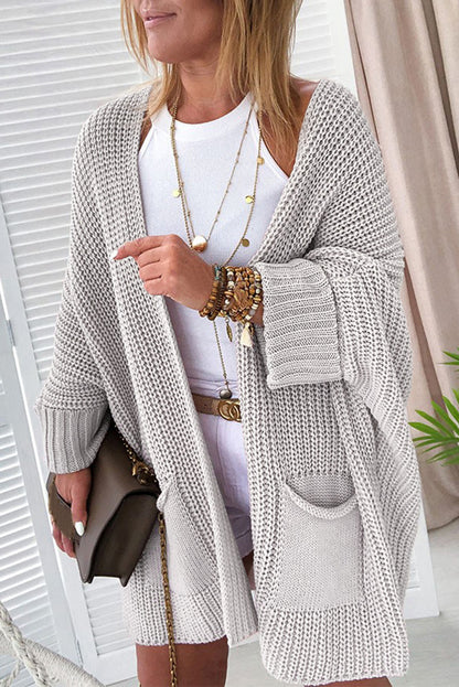 Grijze oversized trui met geconverteerde mouwen Cardigan