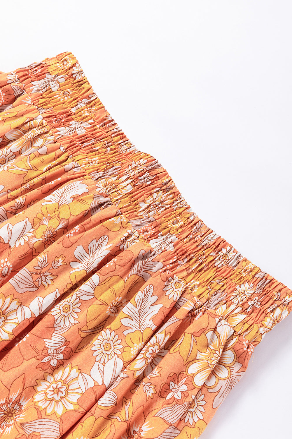 Grapefruit orange krawatte taille boho floral wide leg hose