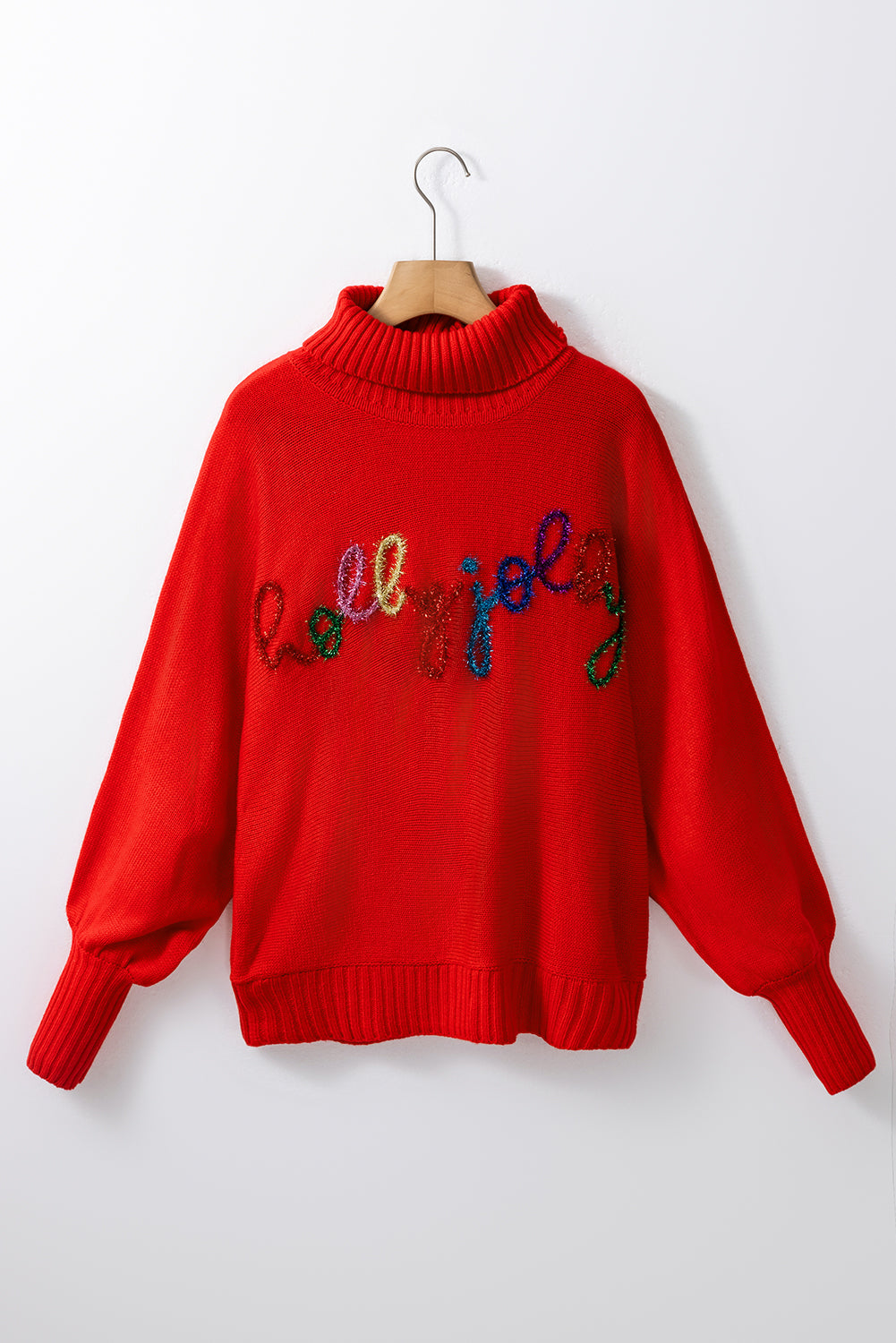 Feurig rote weihnachten holly jolly tinsel grafik high neck pullover