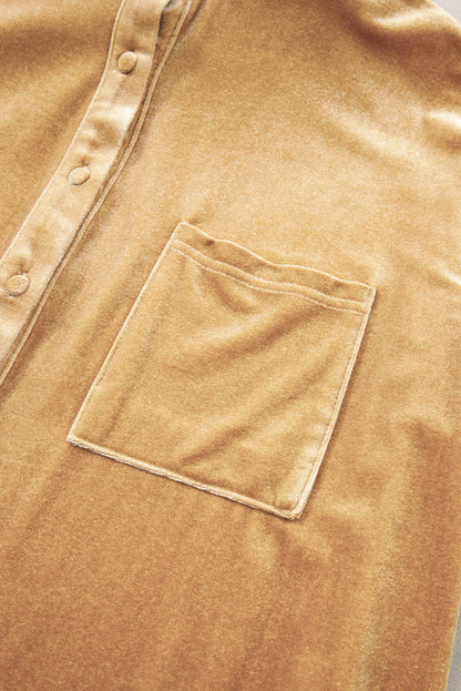 Helles french beige samthemd mit knopfleiste minikleid