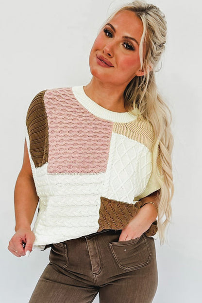 Mehrfarbiges pullover-t-shirt mit strukturiertem farbblock-mix