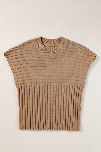 Helles french beige rippstrickpullover mit weiten ärmeln t shirt