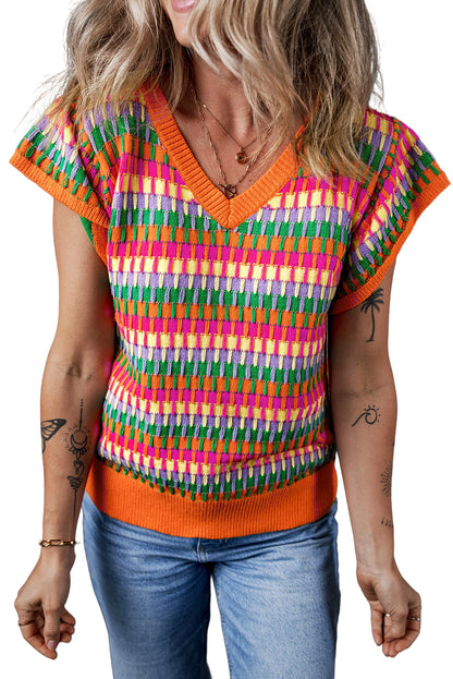 Oranje multi flutter mouwen top