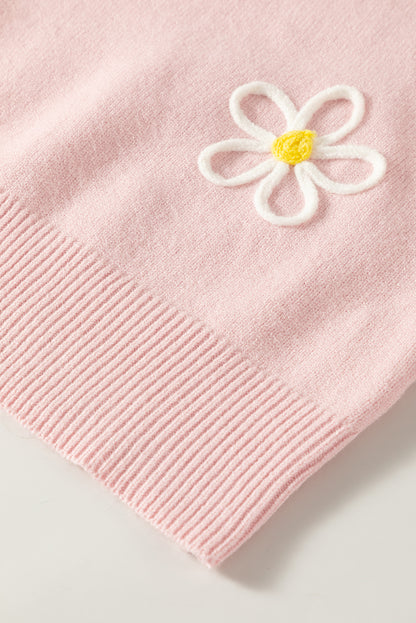 Rosa Chenille Daisy Stitching Circular Halsline Sweater