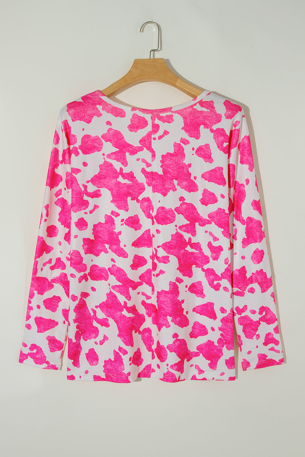 Rose animal print langarm v-ausschnitt plus size top