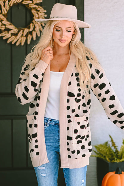 Leopard Animal Stain Patroon Cardigan met een open voorkant