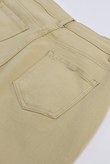 Khaki solid hohe taille freizeithose