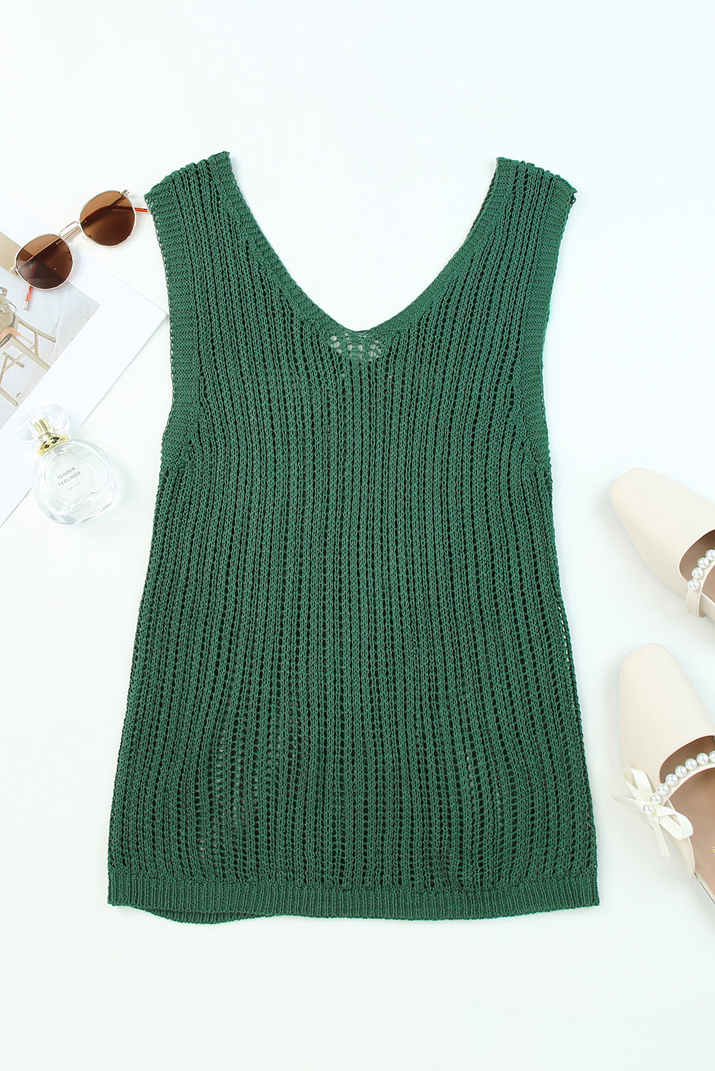 Groene holle breat-tanktop met een v-neckline