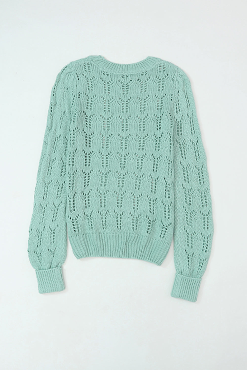 Green Pointelle Sweater gemaakt van transparant touw