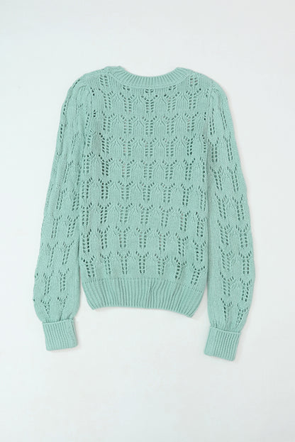 Green Pointelle Sweater gemaakt van transparant touw